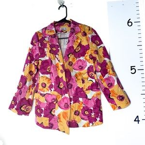 Joan Rivers Floral Pink Orange Jacket‎ Blazer 8